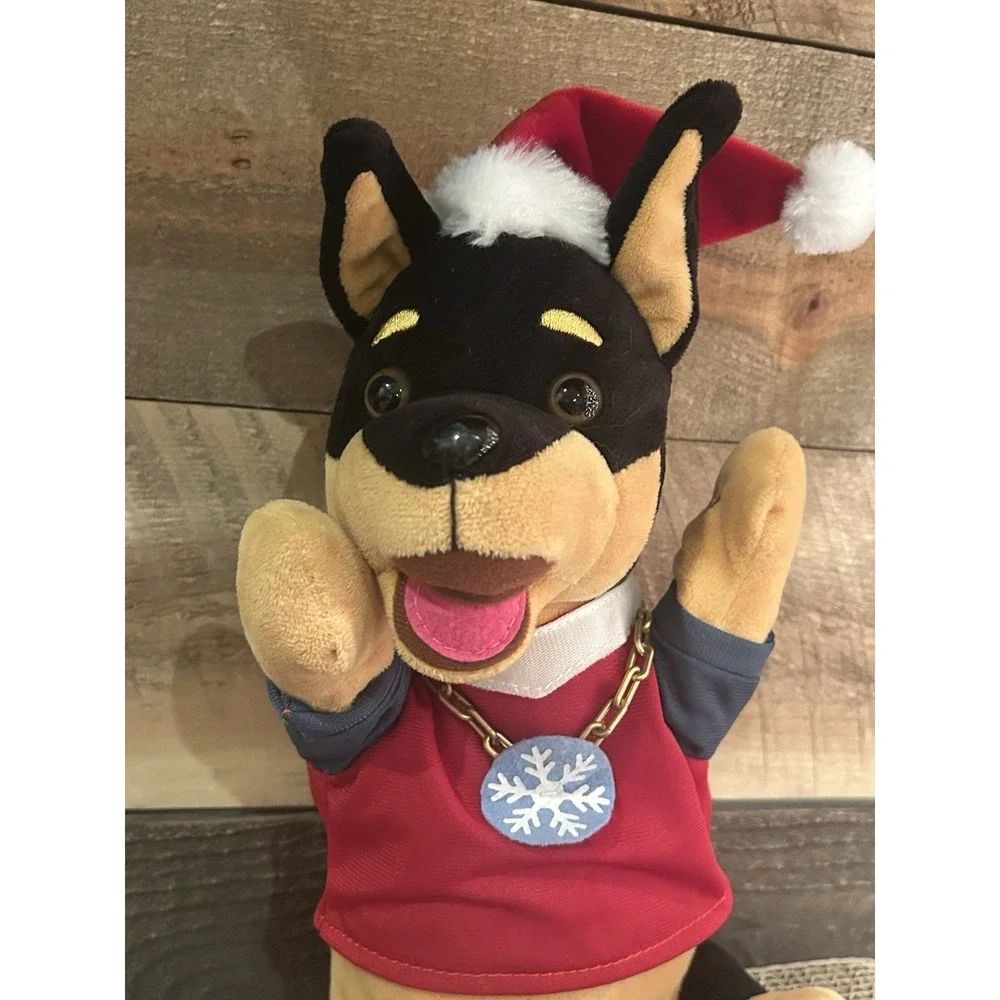 Gemmy Animated Hip-Hop Doberman Dog in‎ Santa Suit Musical Plush Working Vintage